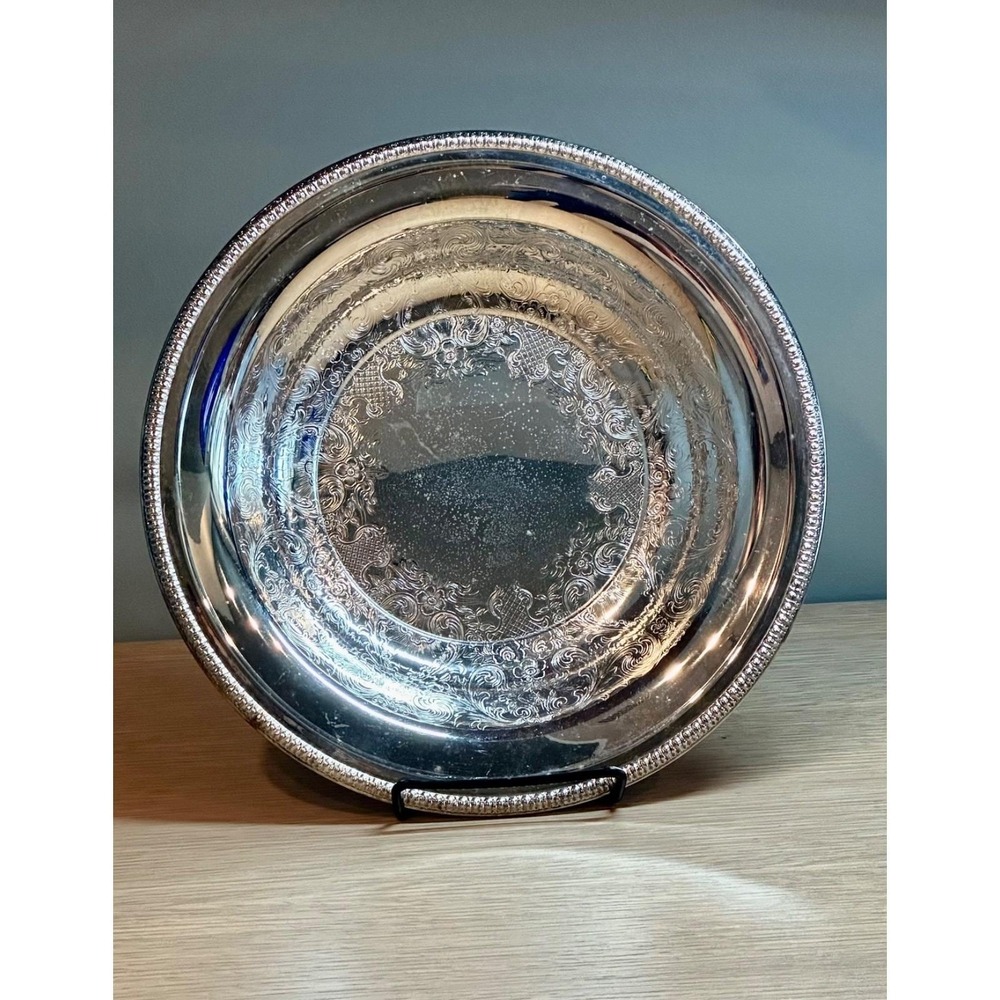 F.B. Rogers Silverplate Bowl 4335 Floral Scroll Serving Centerpiece Vintage